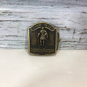 Captain Morgan Belt Buckle Antiqued Brass Original Rum Vintage